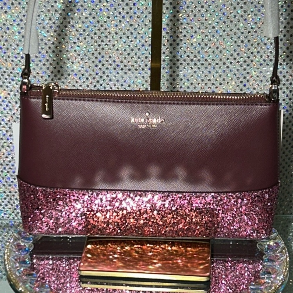 NWT Kate Spade Purple and Pink Glitter Shoulder Bag